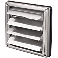 Rejilla de protección contra la intemperie- rectangular- de acero inoxidable- con láminas móviles- conexión de tubo DN…